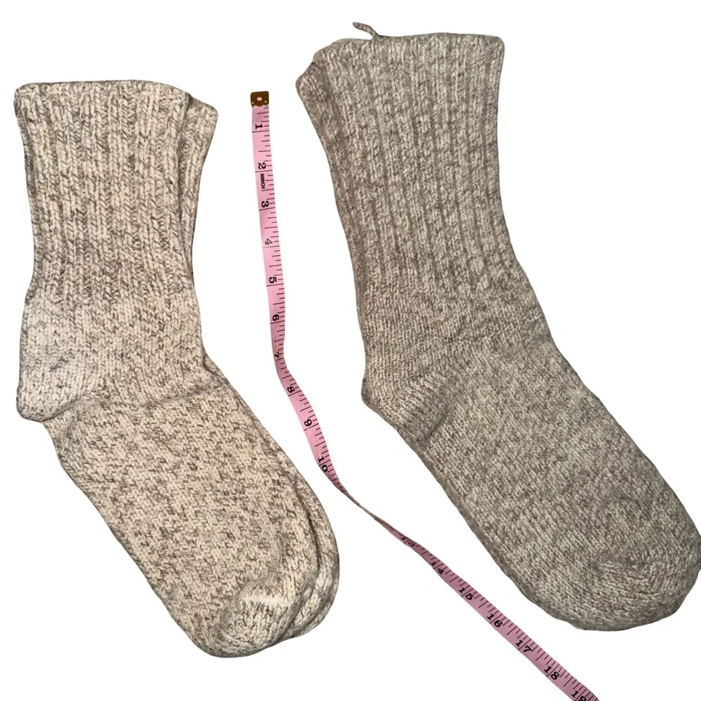 (2) merino wool knit‎ beige socks.  Below the calf. Size L/XL
